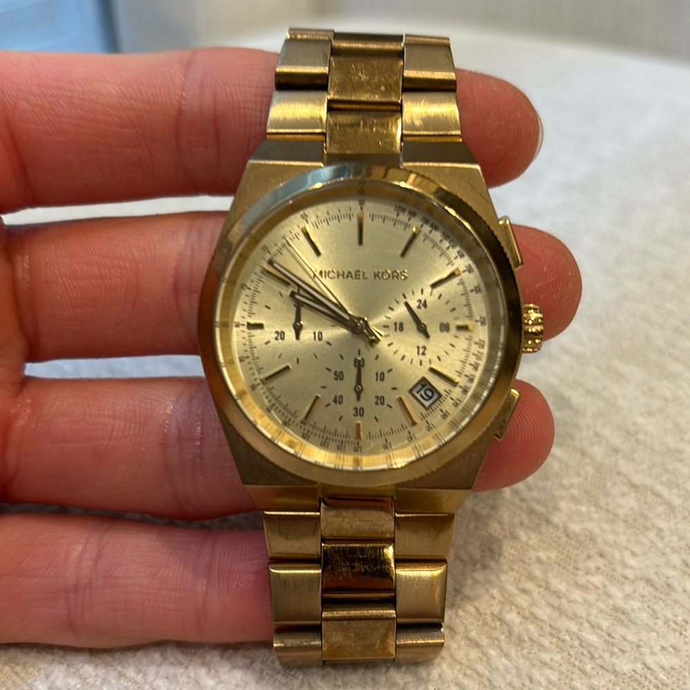 Michael Kors Channing chronograph gold tone watch